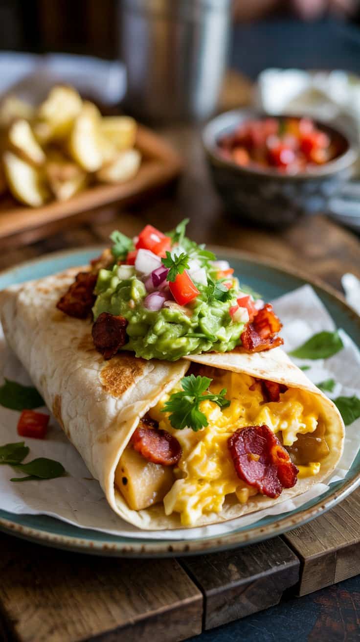 Breakfast burrito with guac iucht7