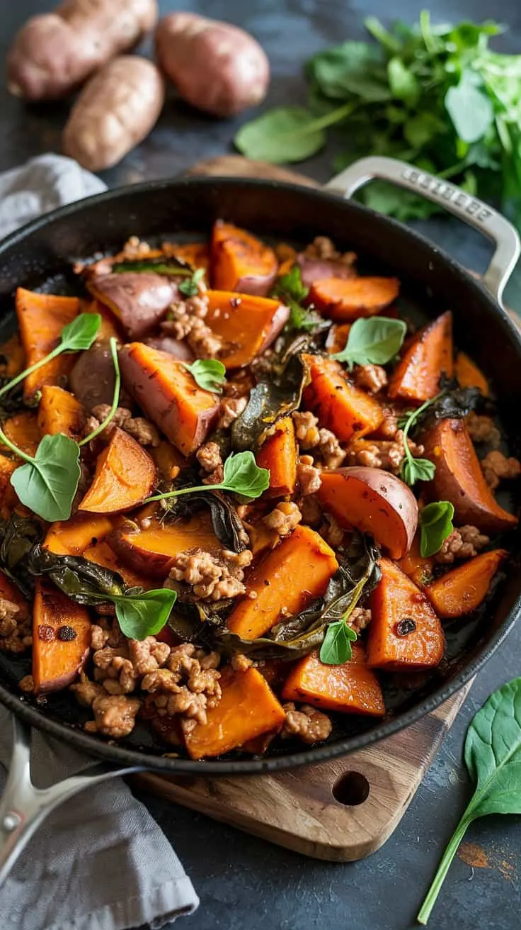 Ground turkey and sweet potato skillet