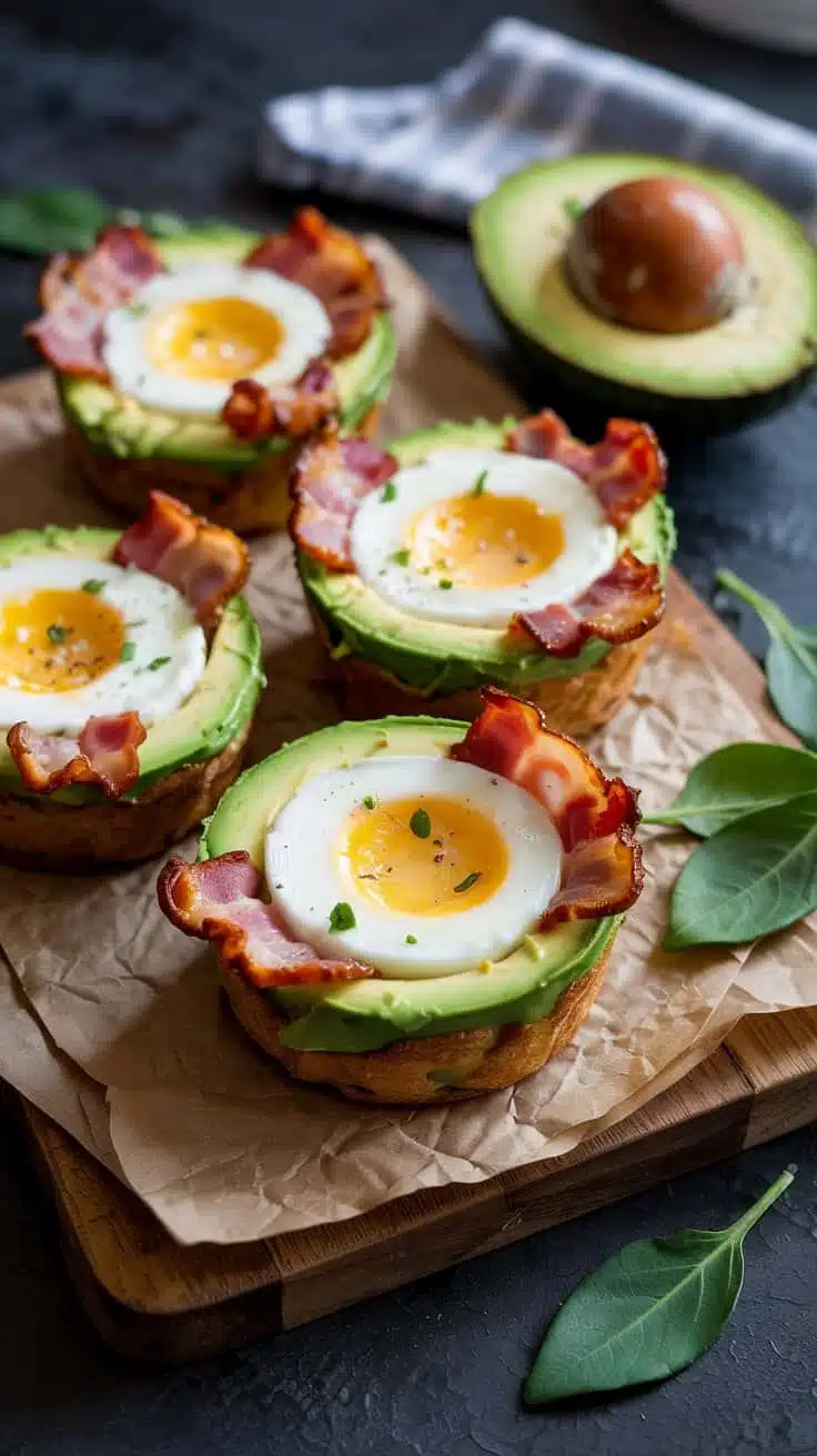 Keto friendly avocado and bacon egg mu 7ss tza2yj