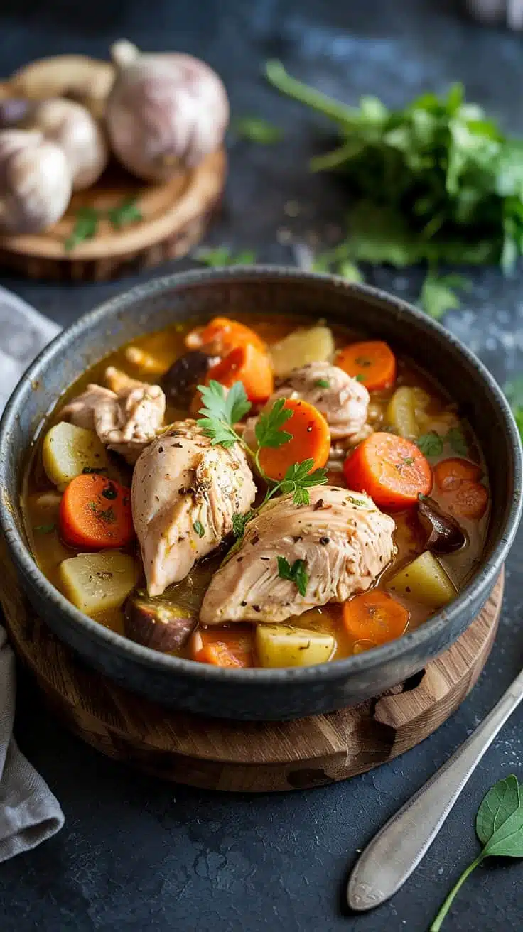 Slow cooker chicken and vegetable stew