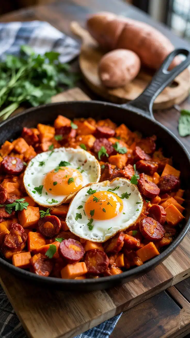 Sweet potato and chorizo hash this swe