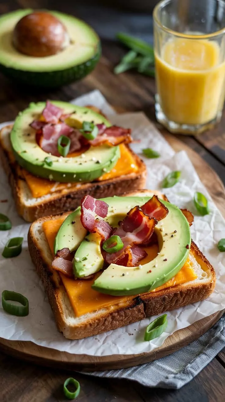Bacon and cheddar avocado toast with s nvuz8ef r8