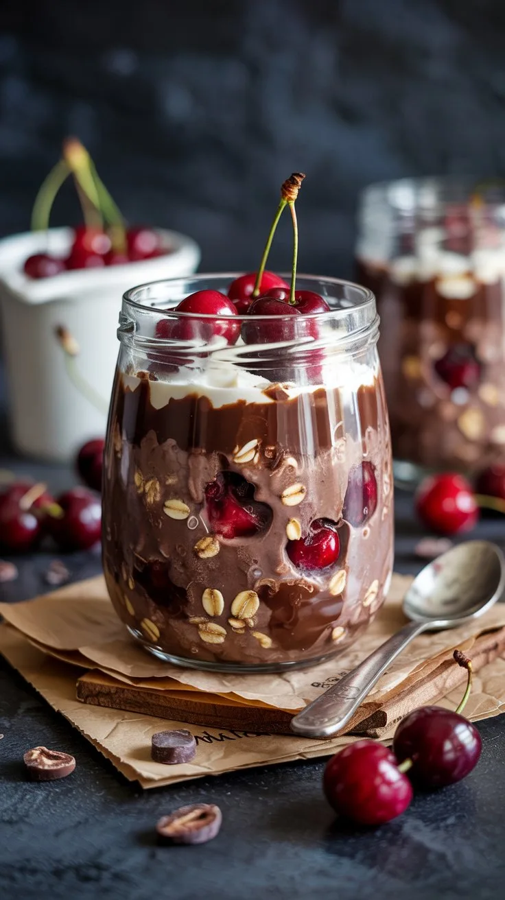 Chocolate covered cherry overnight oat