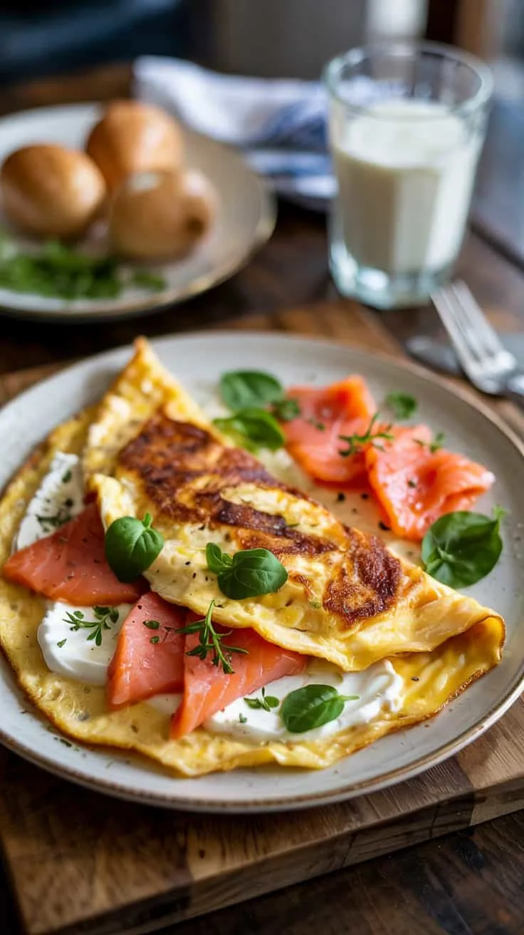 Smoked salmon and cream cheese omelett uosnmg u