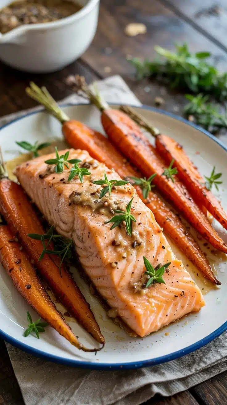 Tarragon and mustard glazed salmon wit ohfulwt