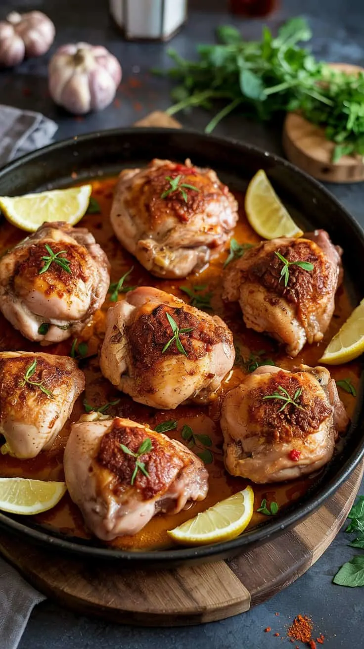 Moroccan spiced chicken thighs this re 5q 78ukp