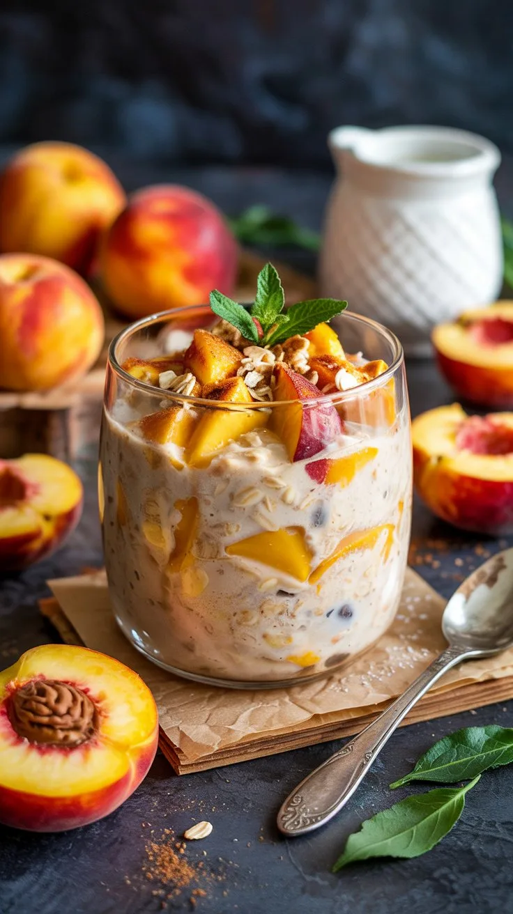 Peach cobbler overnight oats this reci
