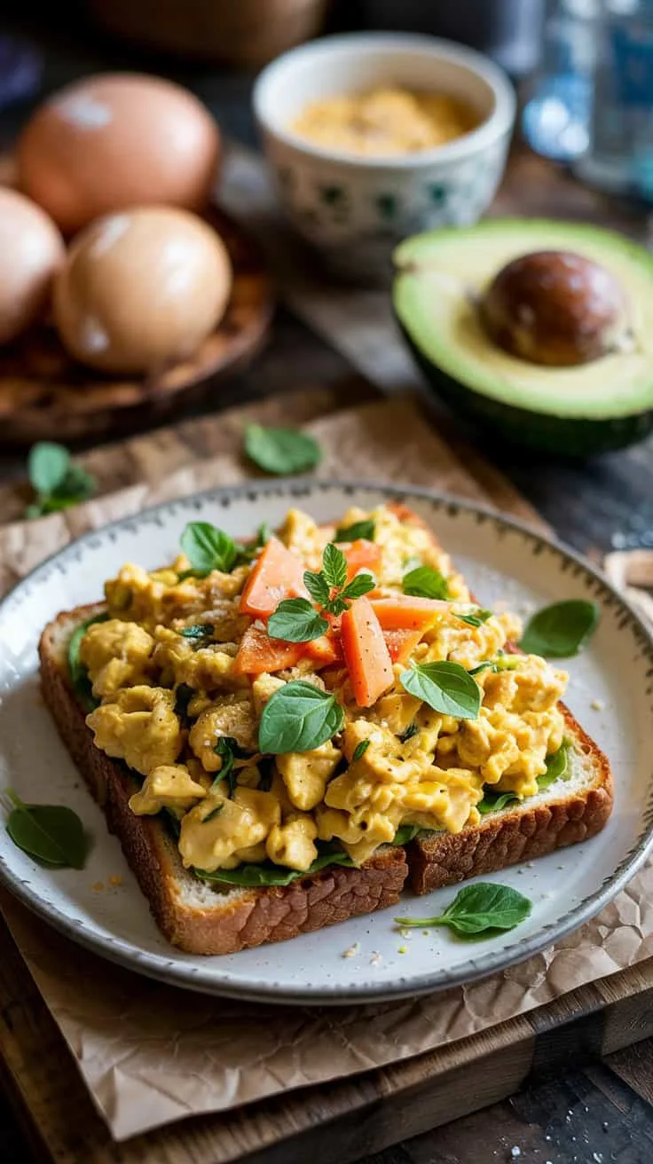Vegan tofu scramble and avocado toast 2pwyw