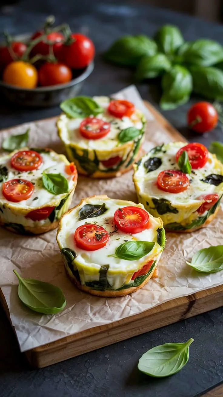Caprese egg muffins with tomato and mo fng3ylrq