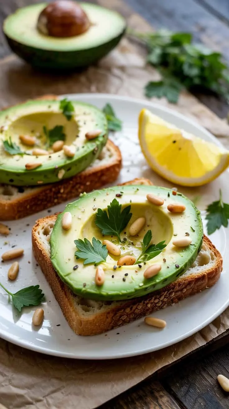 Fresh herb and lemon zest avocado toas vml8