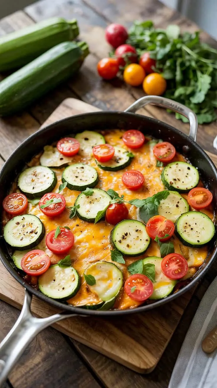 Zucchini tomato and cheese breakfast s