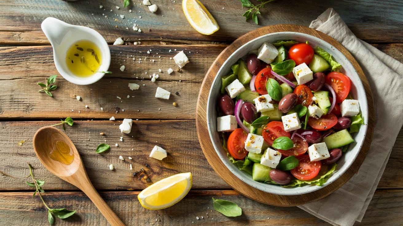 Classic greek salad with feta and oliv 3maauv