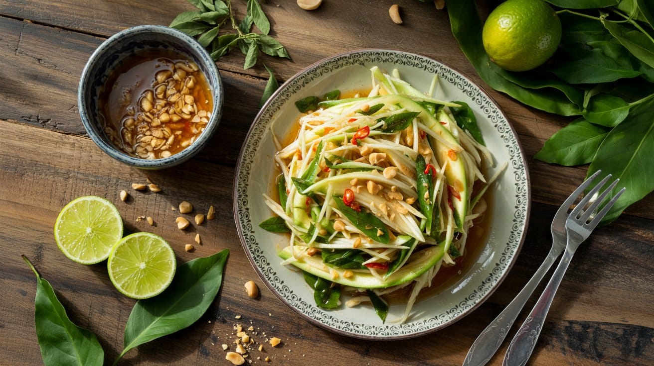 1 thai green mango salad with peanut dre ehjis