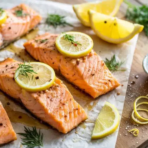 Air fryer salmon with lemon and dill a