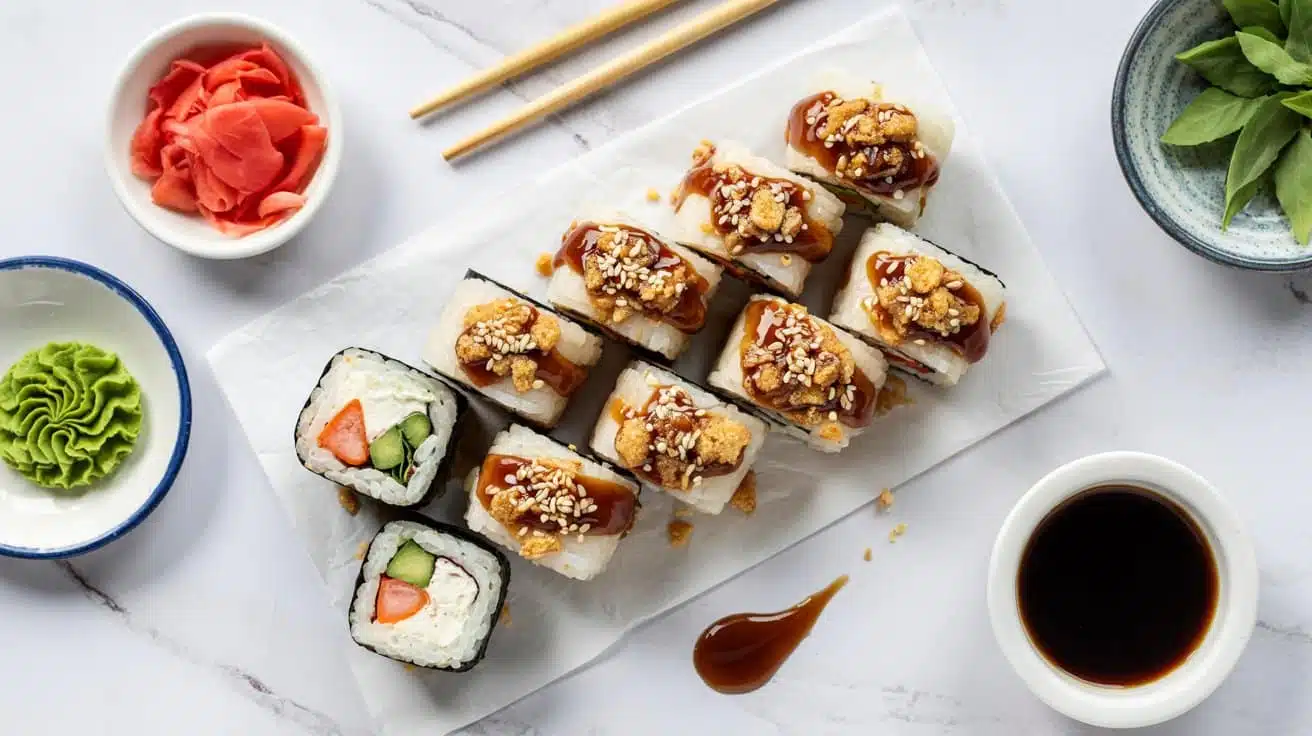 Artisan vegan sushi rolls with crunchy 1ctvqg