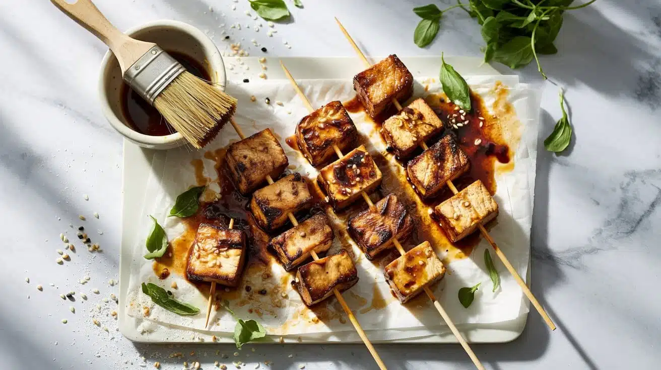 Deeply marinated tofu skewers for gril zjok6lrw