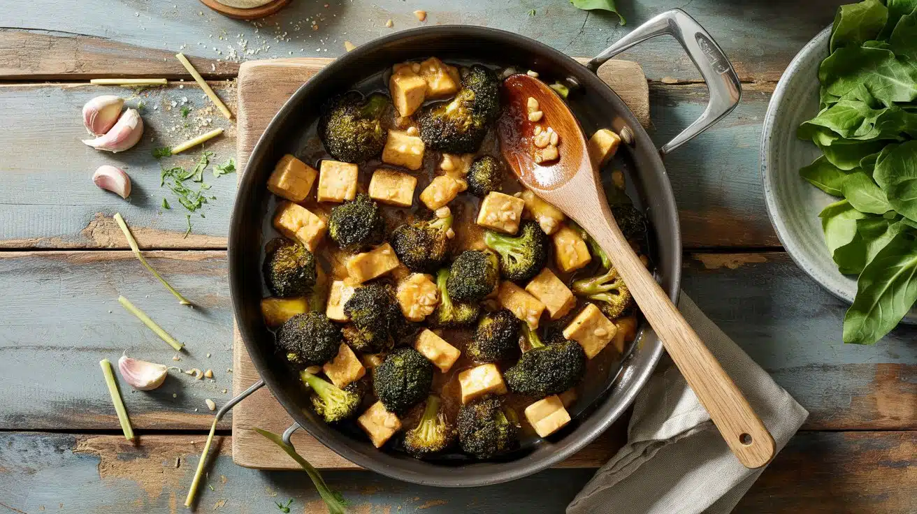 Garlic ginger tofu broccoli stir fry a vg v8a w