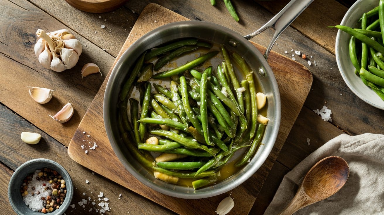 Garlic sauteed green beans a bright to