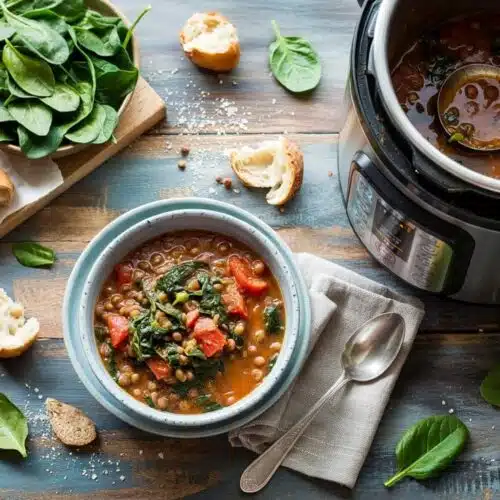 Instant pot lentil stew with tomatoes jja