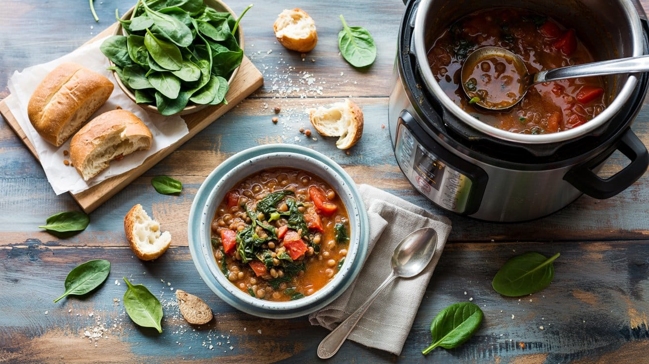 Instant pot lentil stew with tomatoes jja