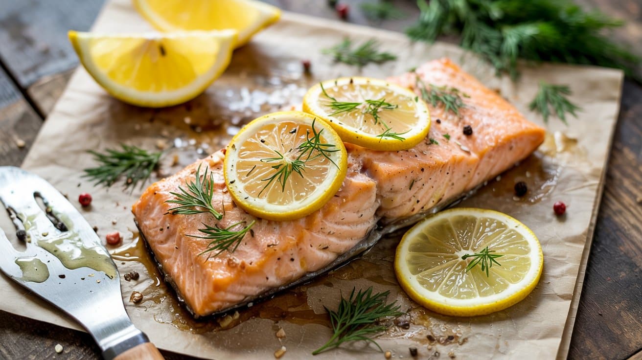 Lemon dill baked salmon a bright top d