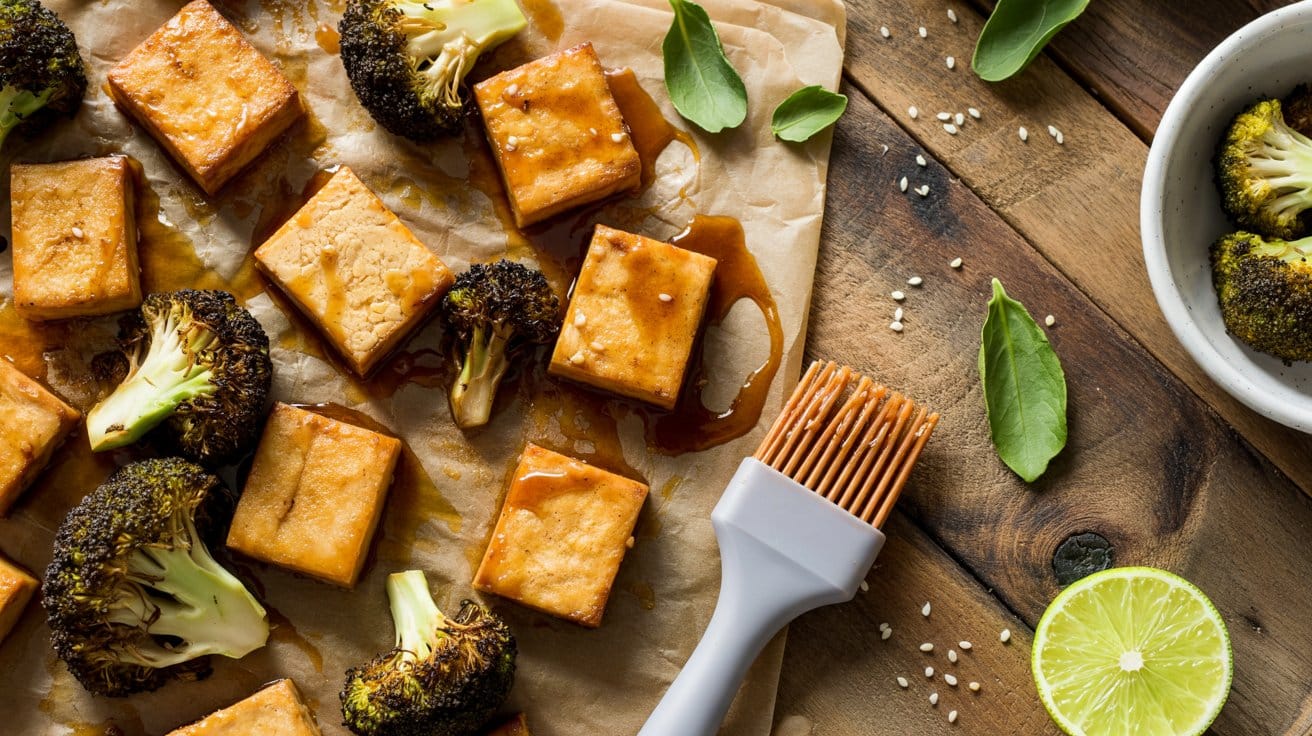 Miso maple sheet pan tofu with broccol fg