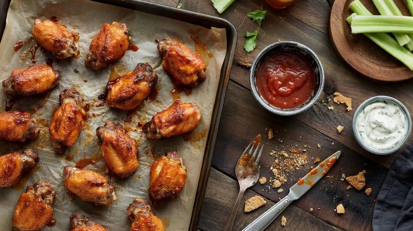 Oven baked buffalo wings a bright top