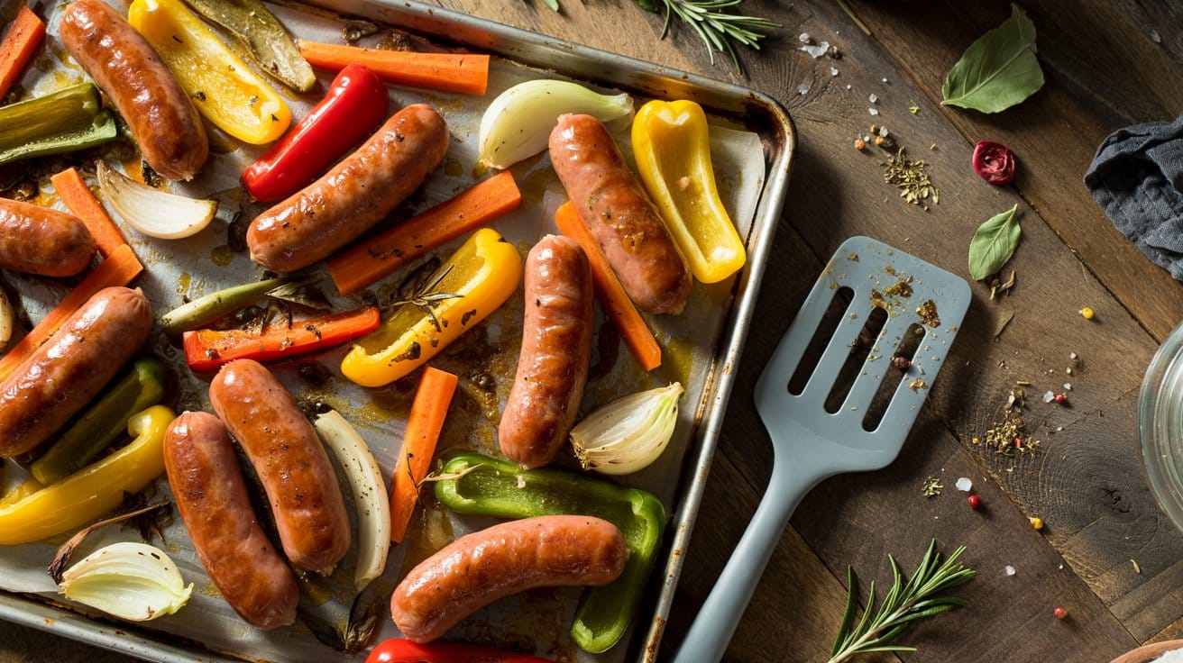 Sheet pan sausage and veggie bake a br