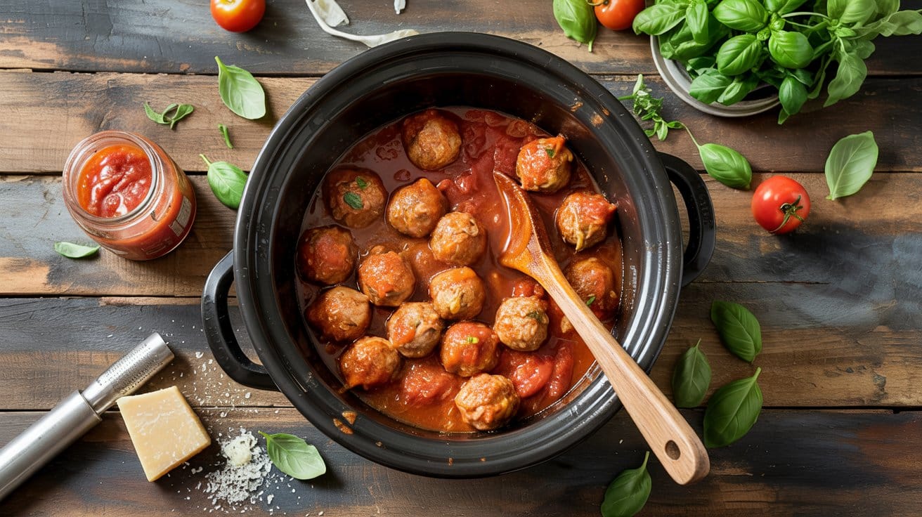 Slow cooker turkey meatballs in marina woygrz