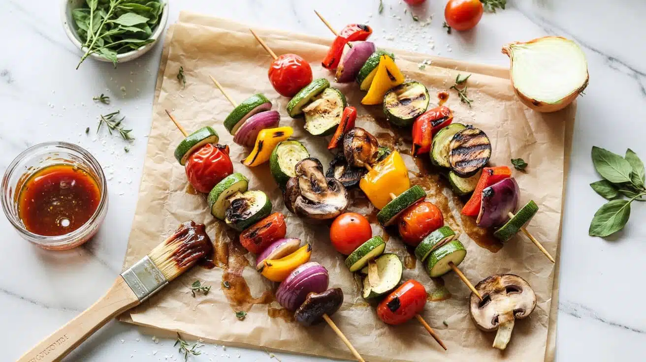 Smoky bbq grilled vegetable skewers re usq