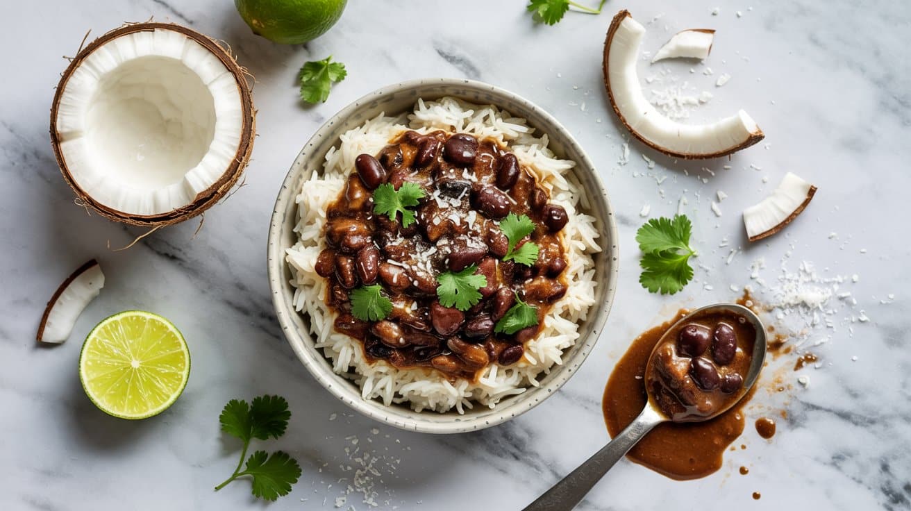 Spiced coconut rice with smoky black b lt z