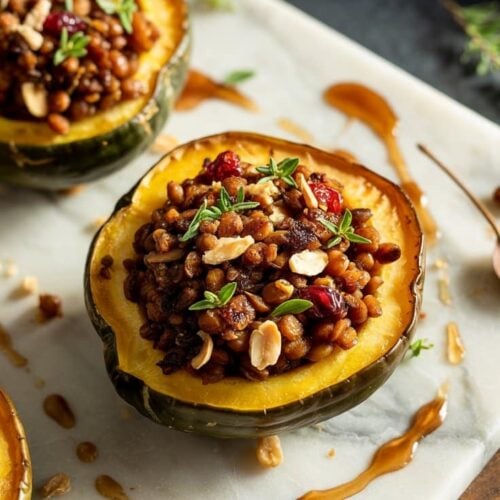 Vegan stuffed acorn squash a warm top