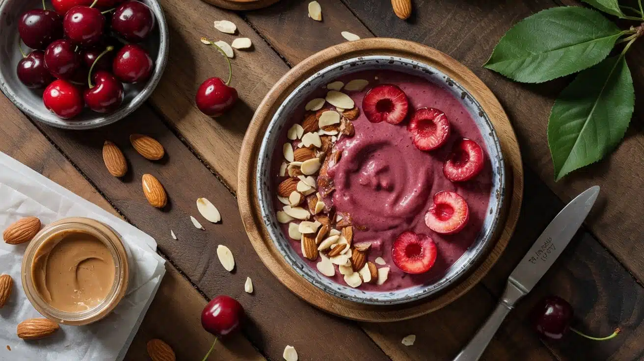 Cherry almond smoothie bowl a warm ov 9ha l08vtbsn lj