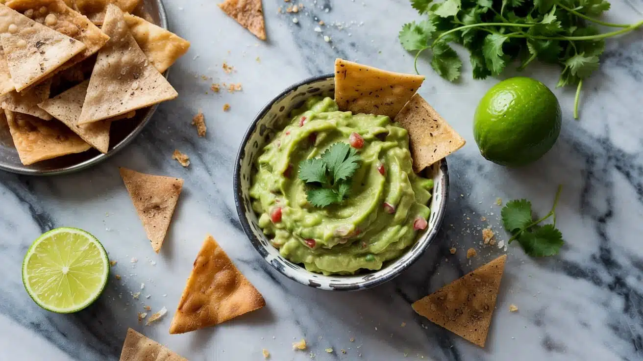 Guacamole served with spiced pita chi