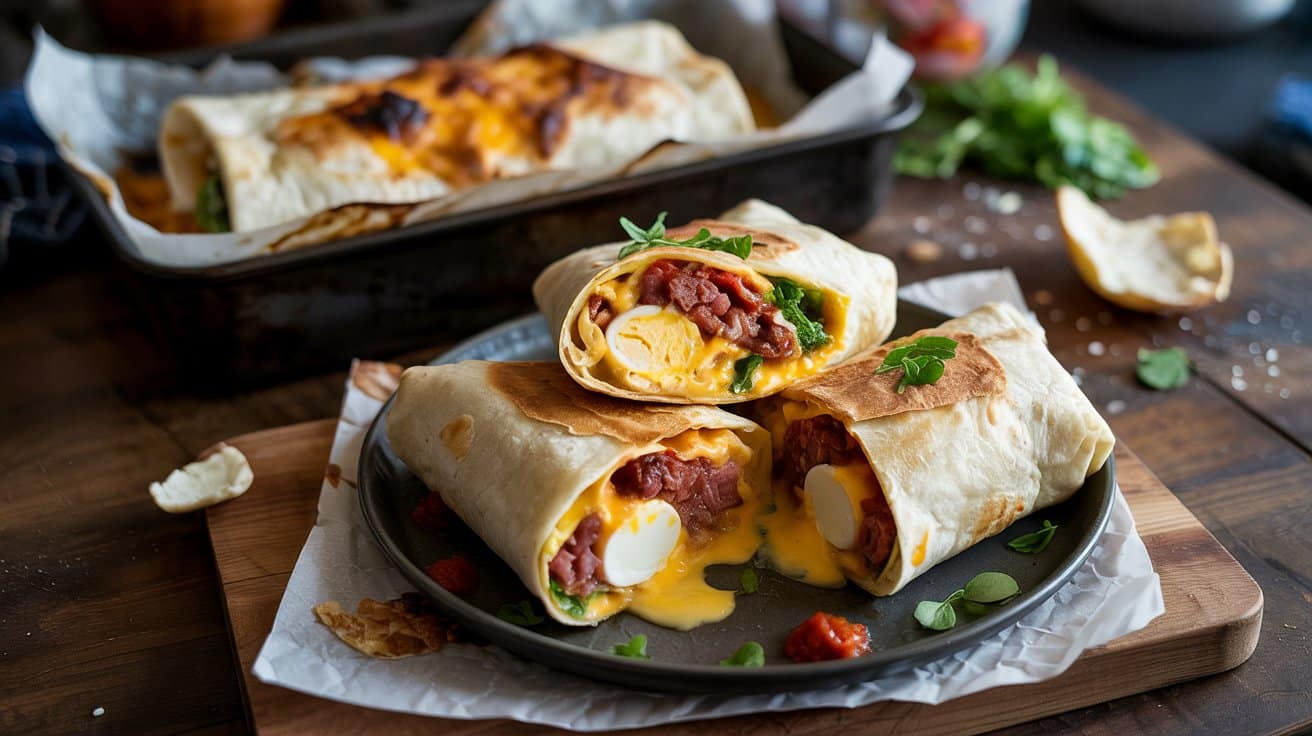 Oven baked breakfast burrito a hearty