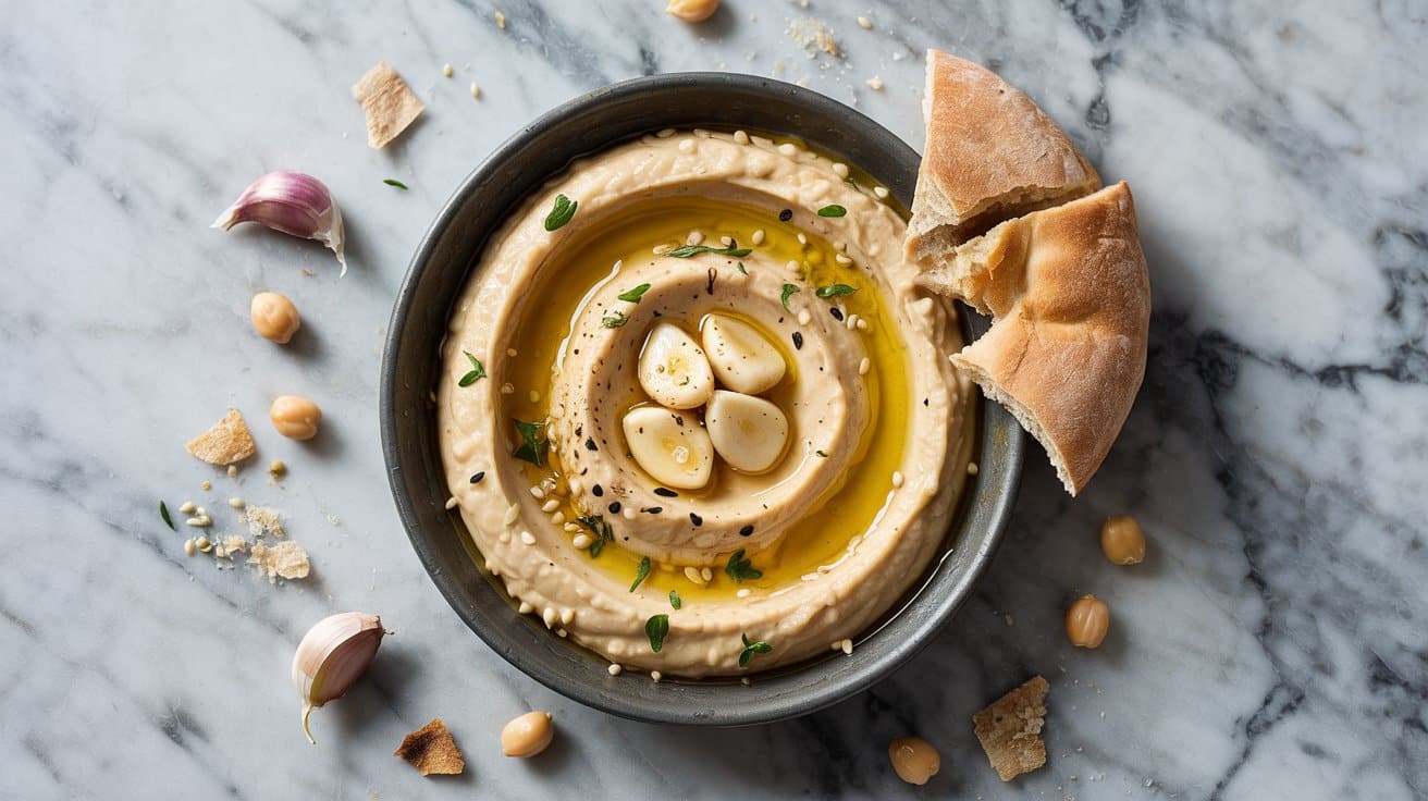 Roasted garlic hummus a smooth swirle olrktx7g fv