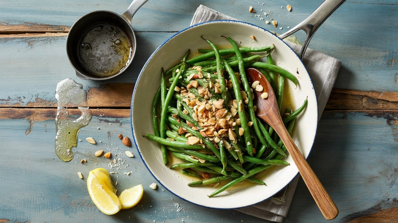 Sauteed green beans with almonds a cr q