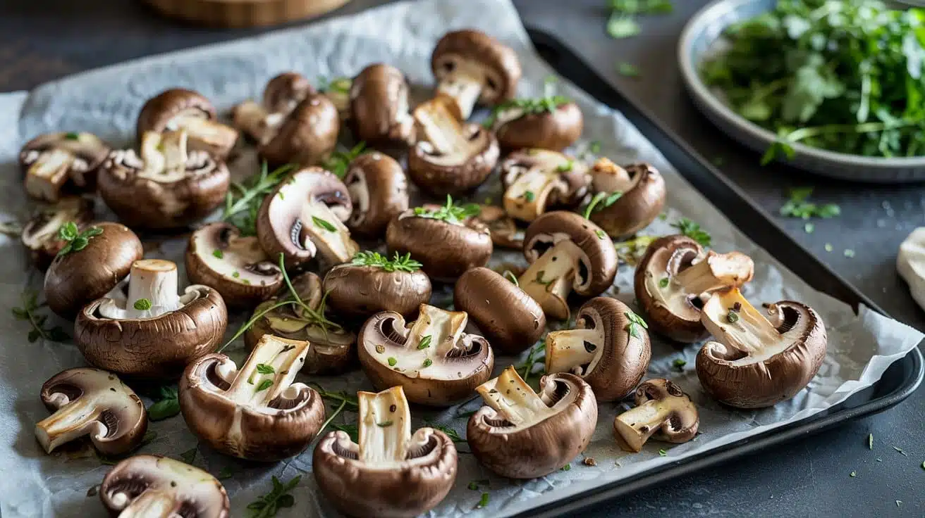 Sheet pan garlic herb mushrooms this dqarrjbqs