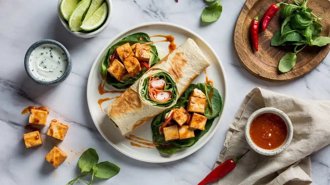 Sriracha tofu and veggie spicy protei