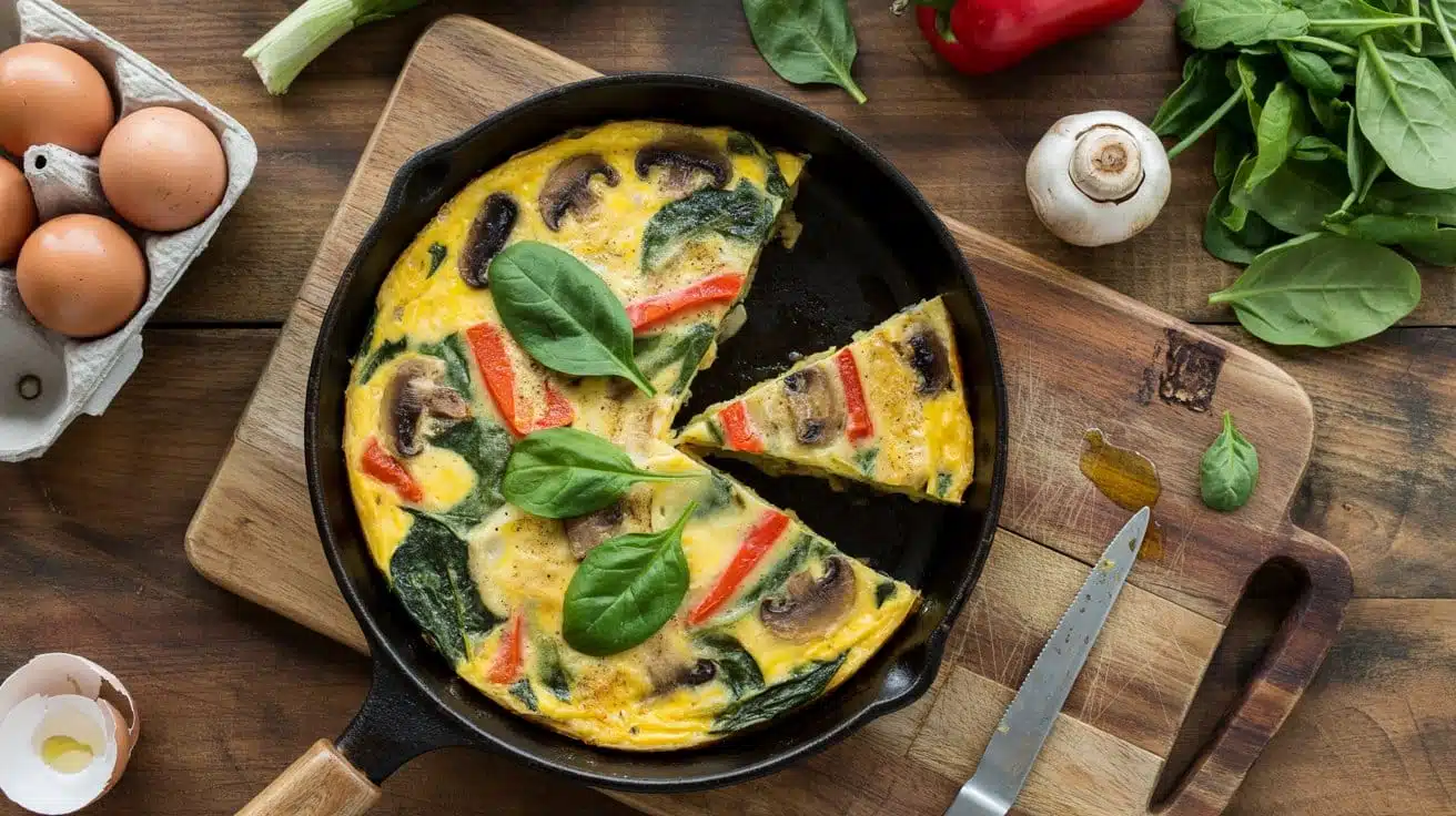 Vegetable frittata a bright top down a