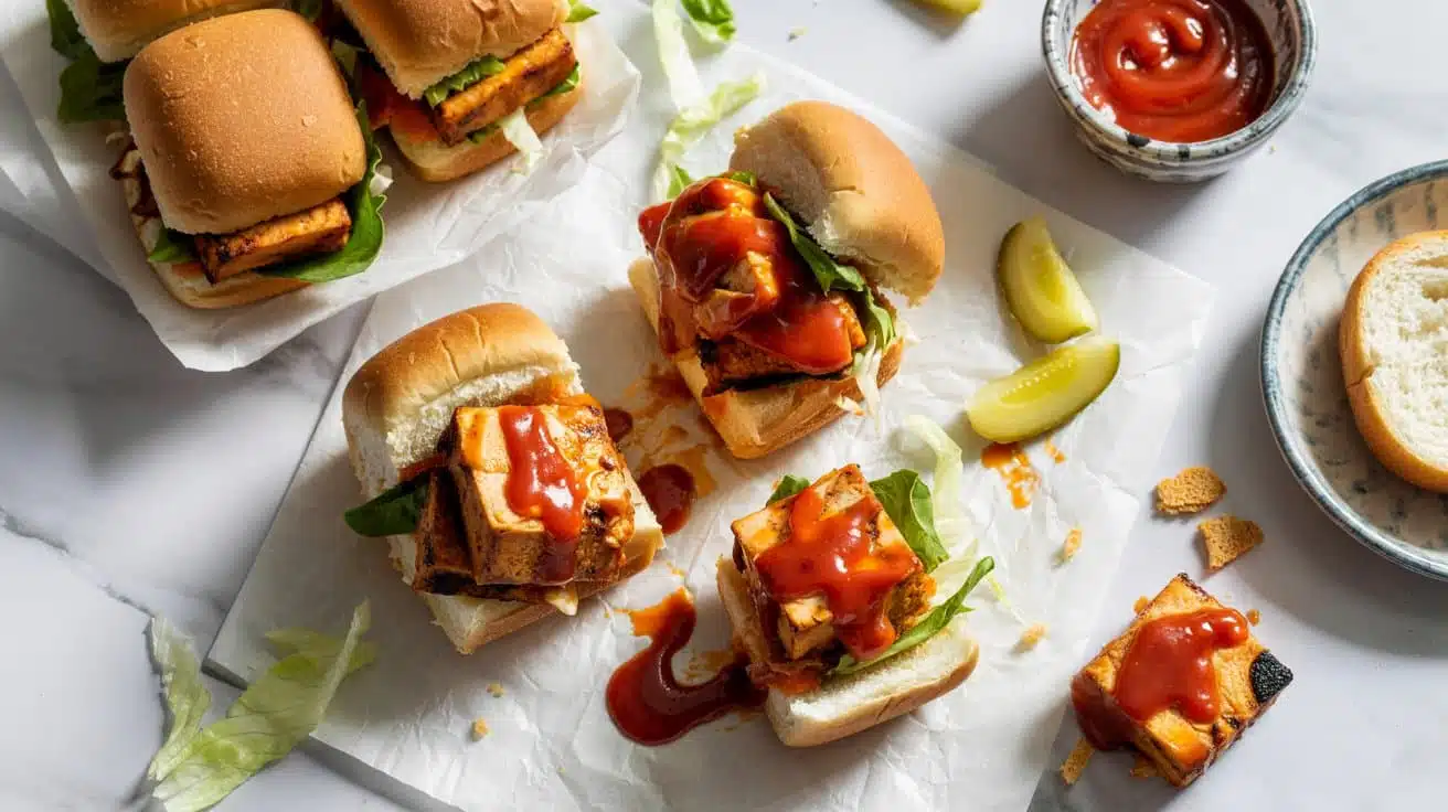 Buffalo grilled tofu sliders with fla