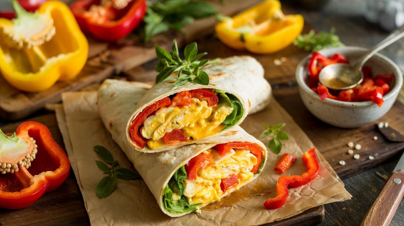 Egg and bell pepper protein wrap a br t5ziz scxr kkoqn