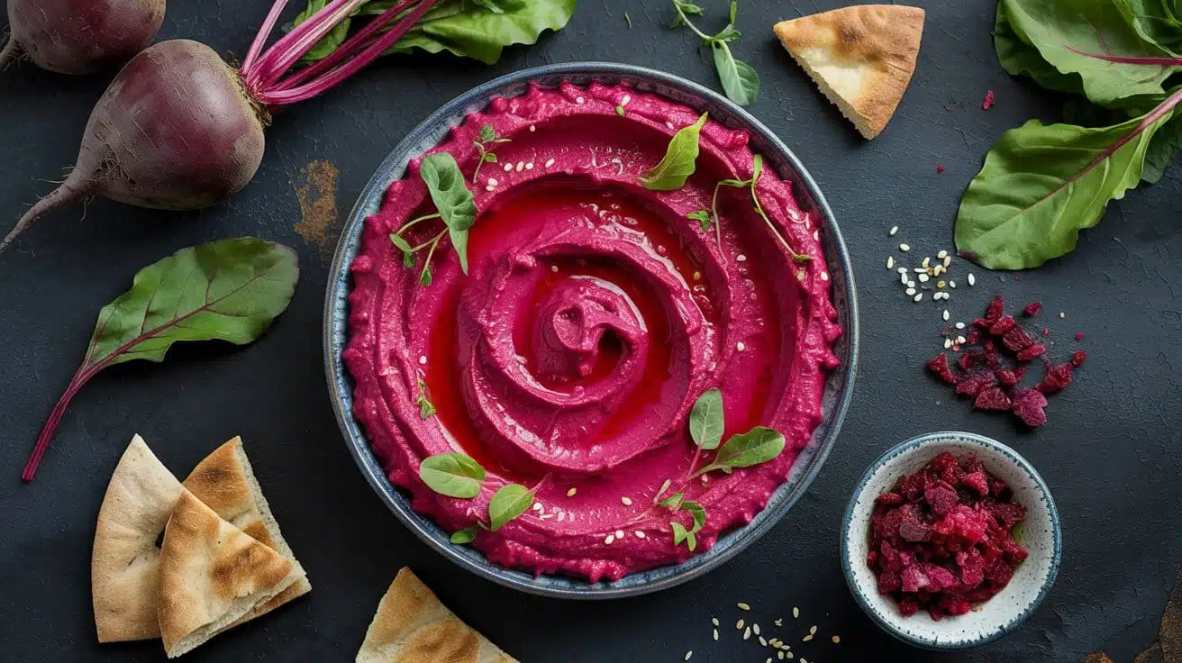 Roasted beet hummus with earthy flavo