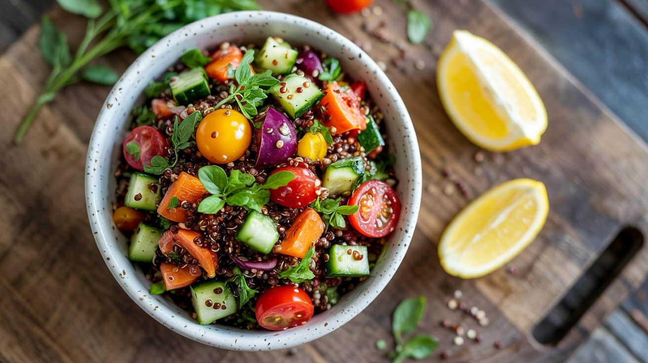 Vegetable quinoa salad a fresh top