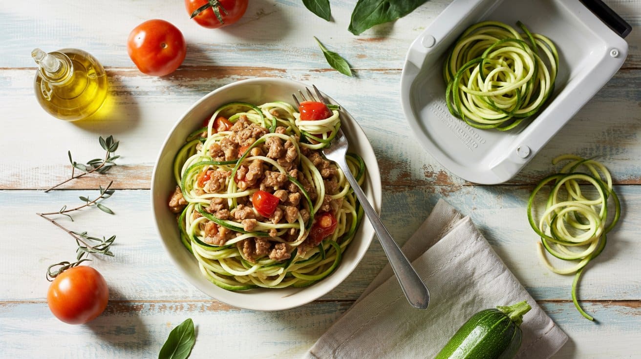 Zucchini noodles with ground turkey a w9y pn