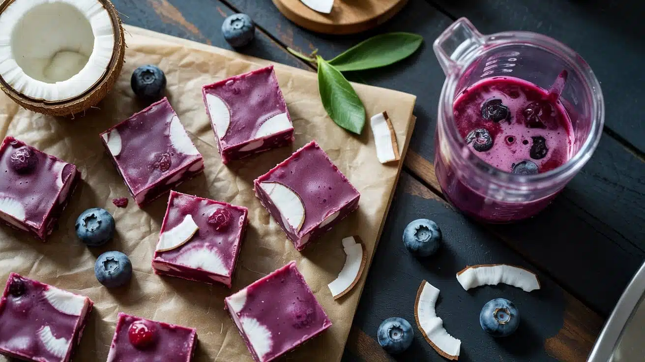 Coconut berry smoothie freezer fudge