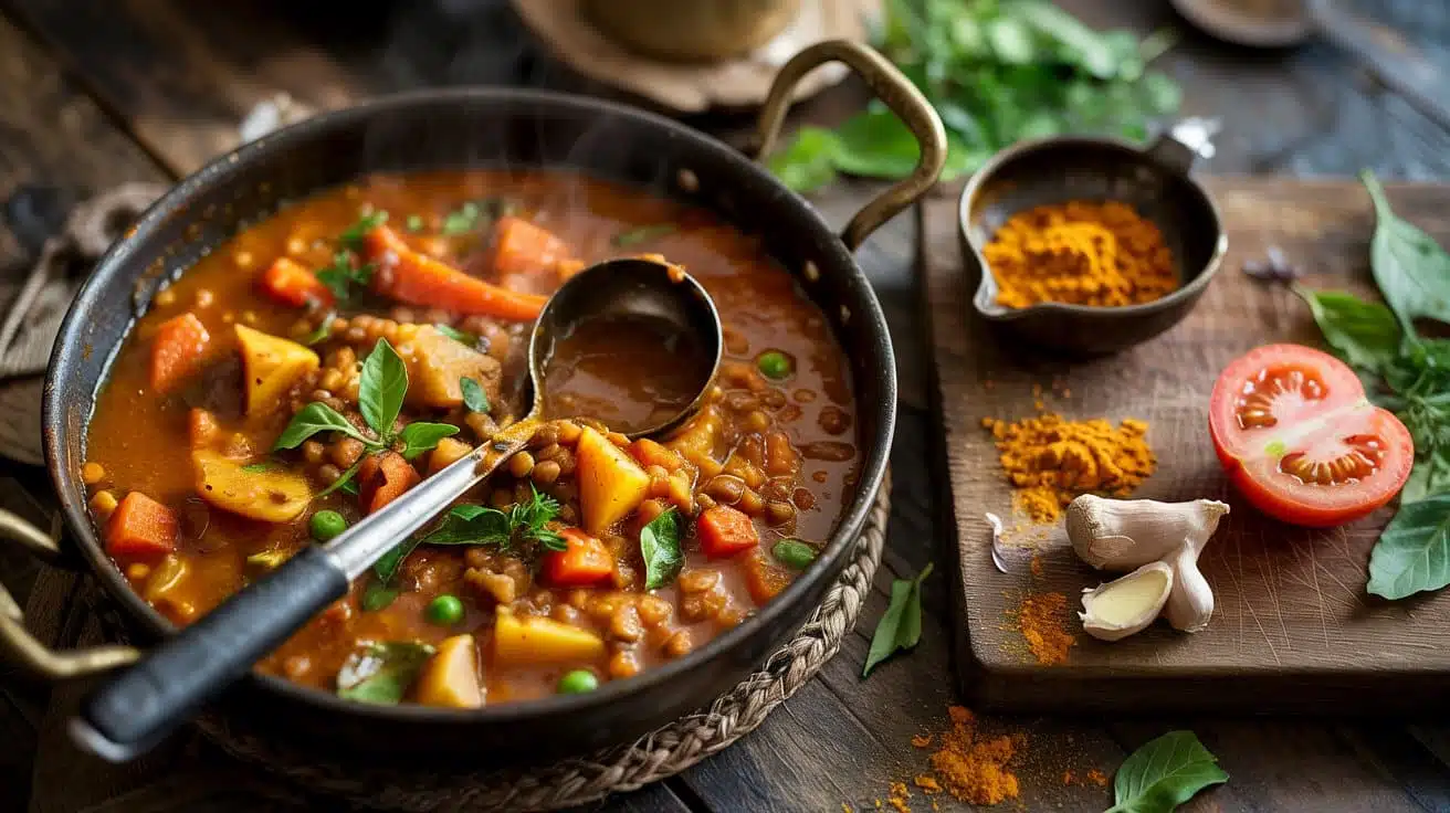 Curried lentil vegetable masala a hea
