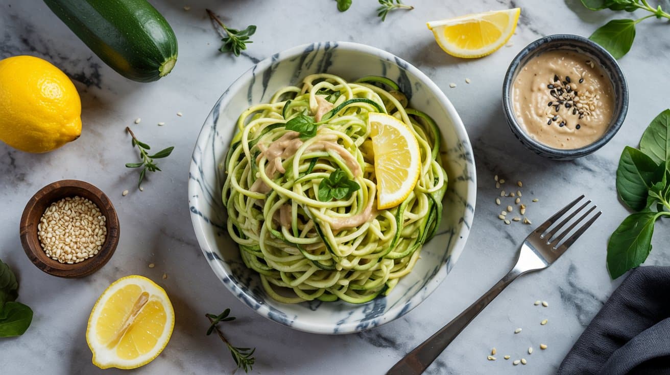 Lemon tahini zucchini noodles with re 5 wdwmvvkw