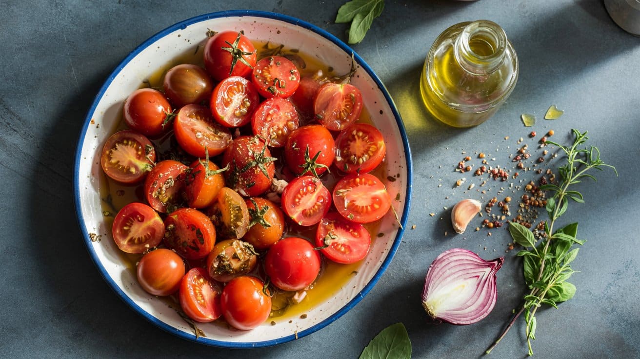 Marinated tomato salad a colorful ove 4g