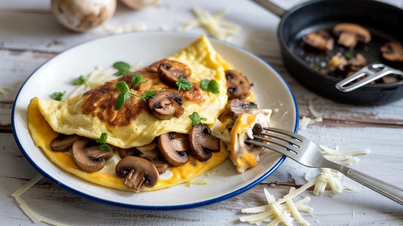 Mushroom and cheese omelet a bright o